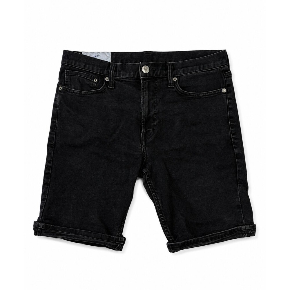 H&M Denim Shorts Mens Size 32 Standard fit Black Cotton Denim Faded
